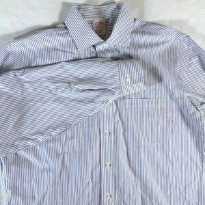 Brooks Brothers Dress Shirt Mens 15.5 Traditional Fit Non Iron Striped All Blue